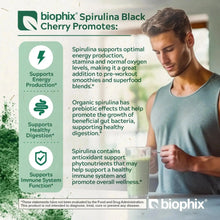 Load image into Gallery viewer, Biophix Black Cherry Spirulina Left Side View USDA Organic 60% Plant Protein