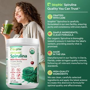 biophix Organic Spirulina Powder Black Cherry Flavor 2.2 lbs 1 kg