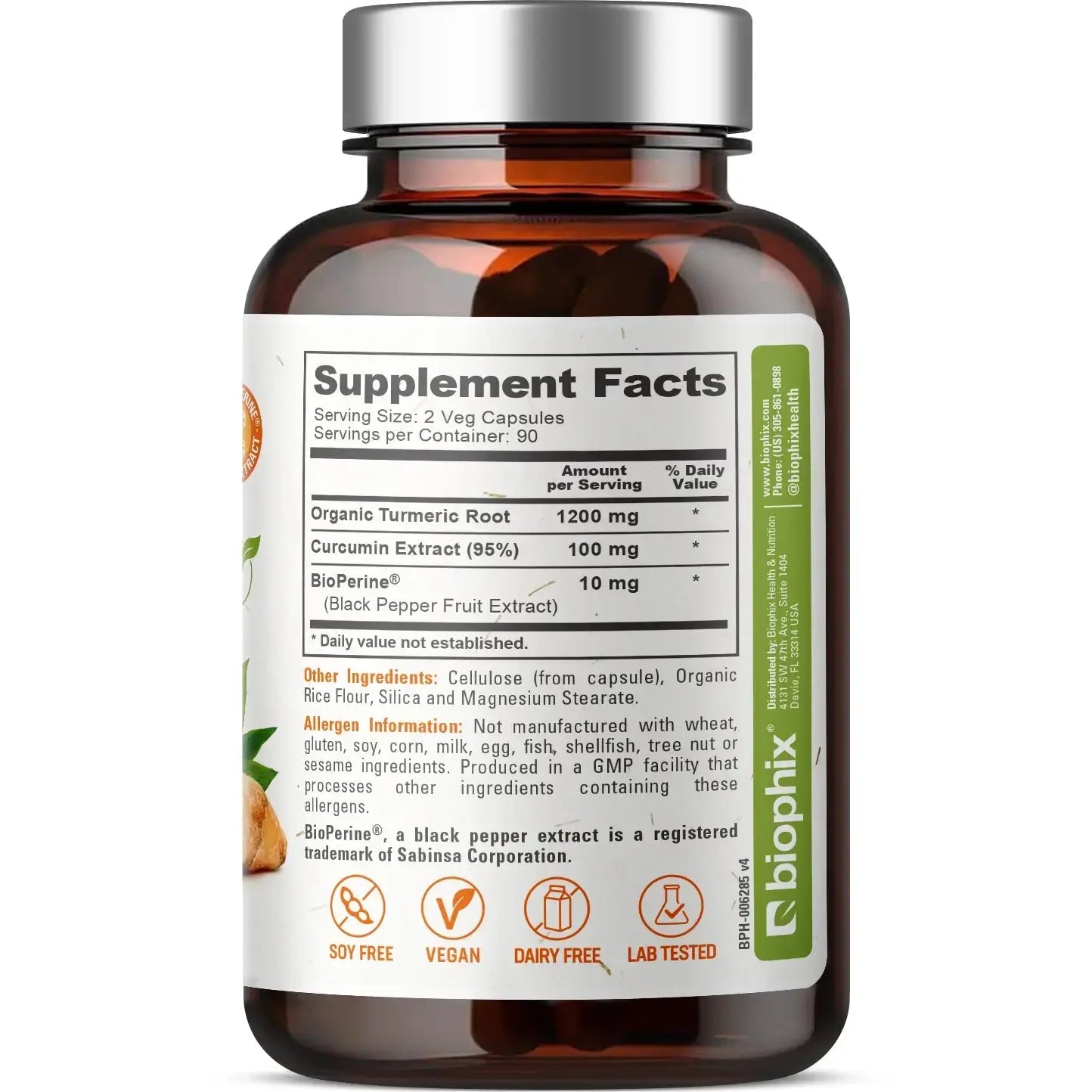 Biophix Turmeric Curcumin BioPerine Enhanced Absorption Mobility Flexibility Support