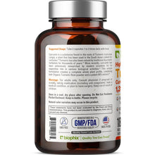 Load image into Gallery viewer, biophix Organic Turmeric Curcumin 1310 mg 180 Vegetarian Capsules with BioPerine