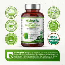 Load image into Gallery viewer, biophix Organic Vitamin D-3 Complex 10000 IU 180 Vegetarian Capsules with Turmeric