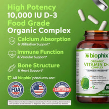 Load image into Gallery viewer, biophix Organic Vitamin D-3 Complex 10000 IU 180 Vegetarian Capsules with Turmeric