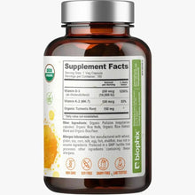 Load image into Gallery viewer, biophix Organic Vitamin D-3 K2 Turmeric 180 Vegetarian Capsules