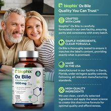 Load image into Gallery viewer, biophix Ox Bile 1000 mg with BioPerine 120 Veggie Capsules