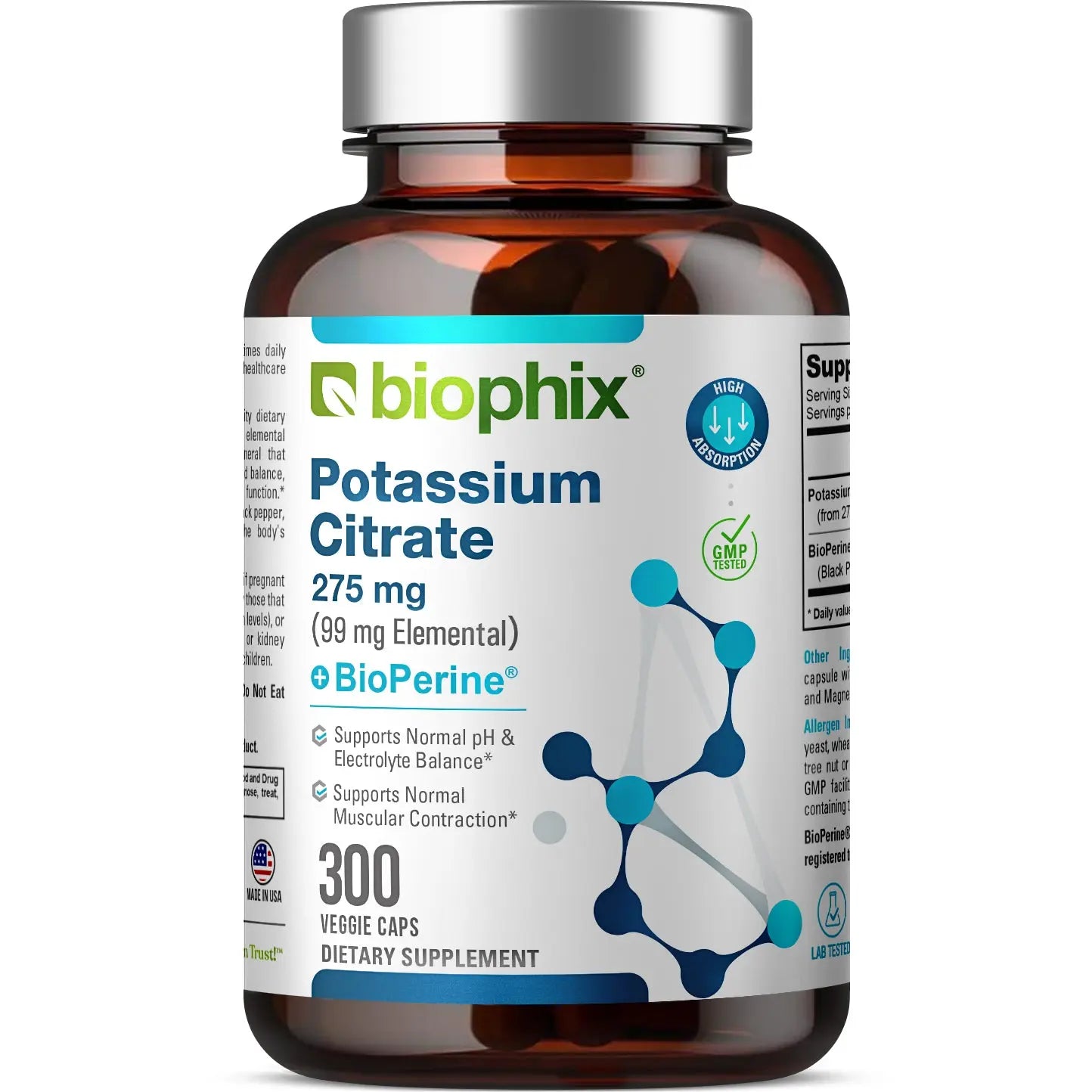 biophix Potassium Citrate 275 mg with BioPerine 300 Veggie Capsules