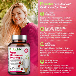 biophix Pure Mannose 100 Percent Powder 2000 mg 3 oz