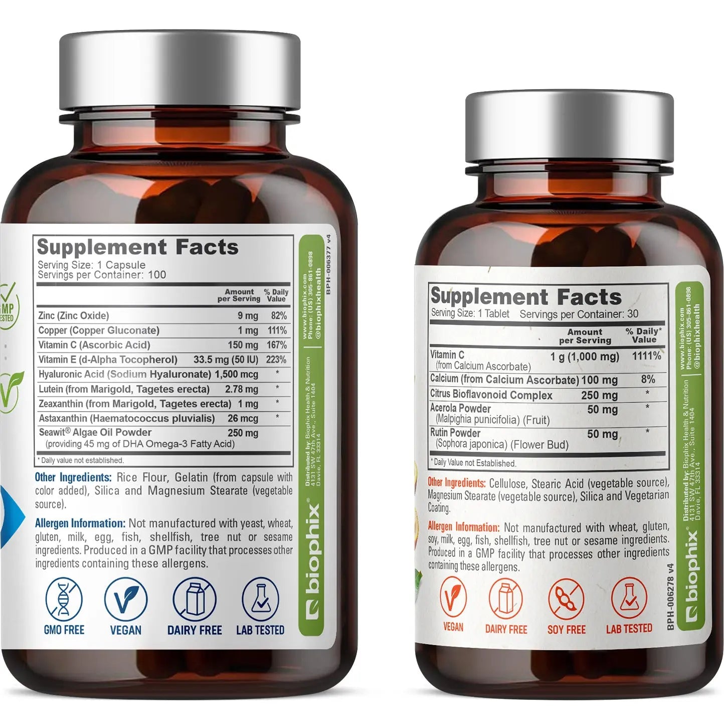 biophix Retinal Support Maximum Strength Complex Formula 100 Capsules with Free C-1000 30 Tablets