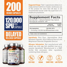 Load image into Gallery viewer, biophix Serrapeptase 120000 SPU Maximum Strength 200 Veggie Caps - Inflammation Detoxification Joint Health Immune Support