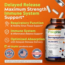 Load image into Gallery viewer, biophix Serrapeptase 120000 SPU Maximum Strength 200 Veggie Caps - Inflammation Detoxification Joint Health Immune Support