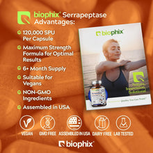 Load image into Gallery viewer, biophix Serrapeptase 120000 SPU Maximum Strength 200 Veggie Caps - Inflammation Detoxification Joint Health Immune Support