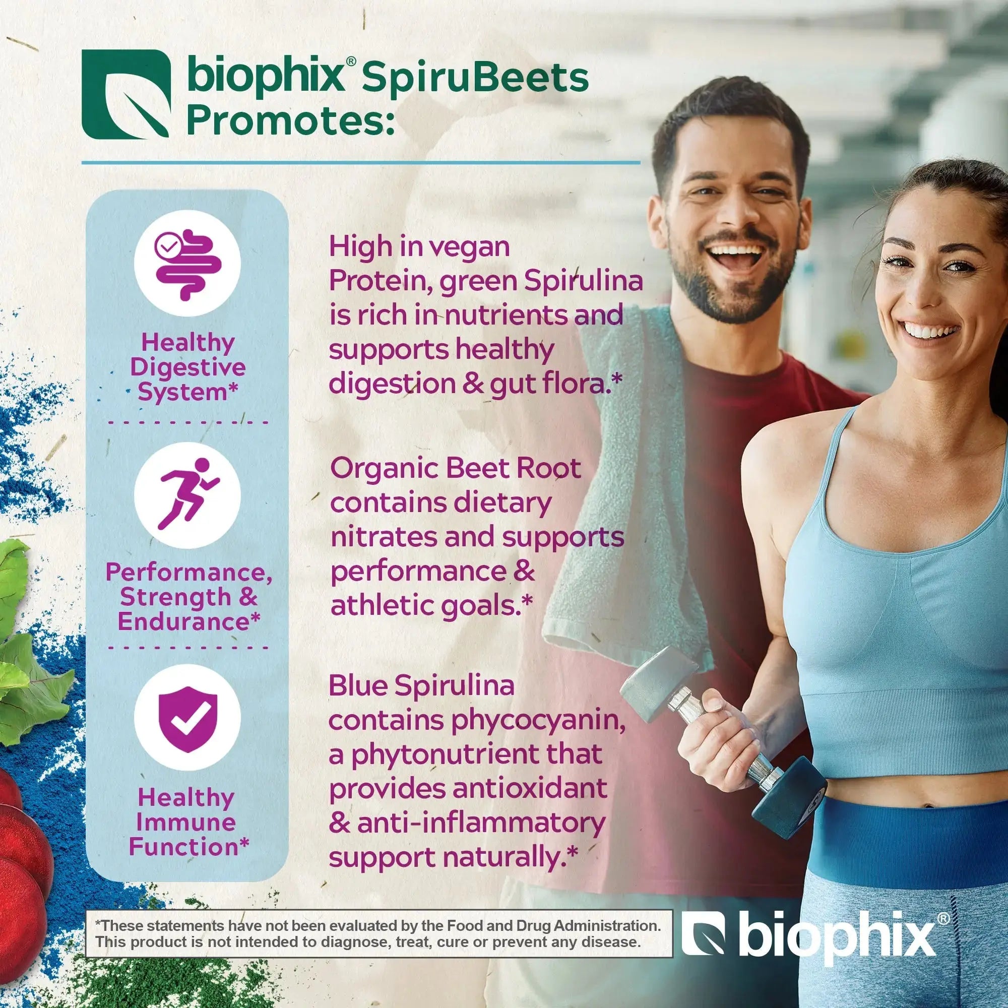 biophix Spirubeets Organic Spirulina Beet Root Powder 2.2 lb 1 kg