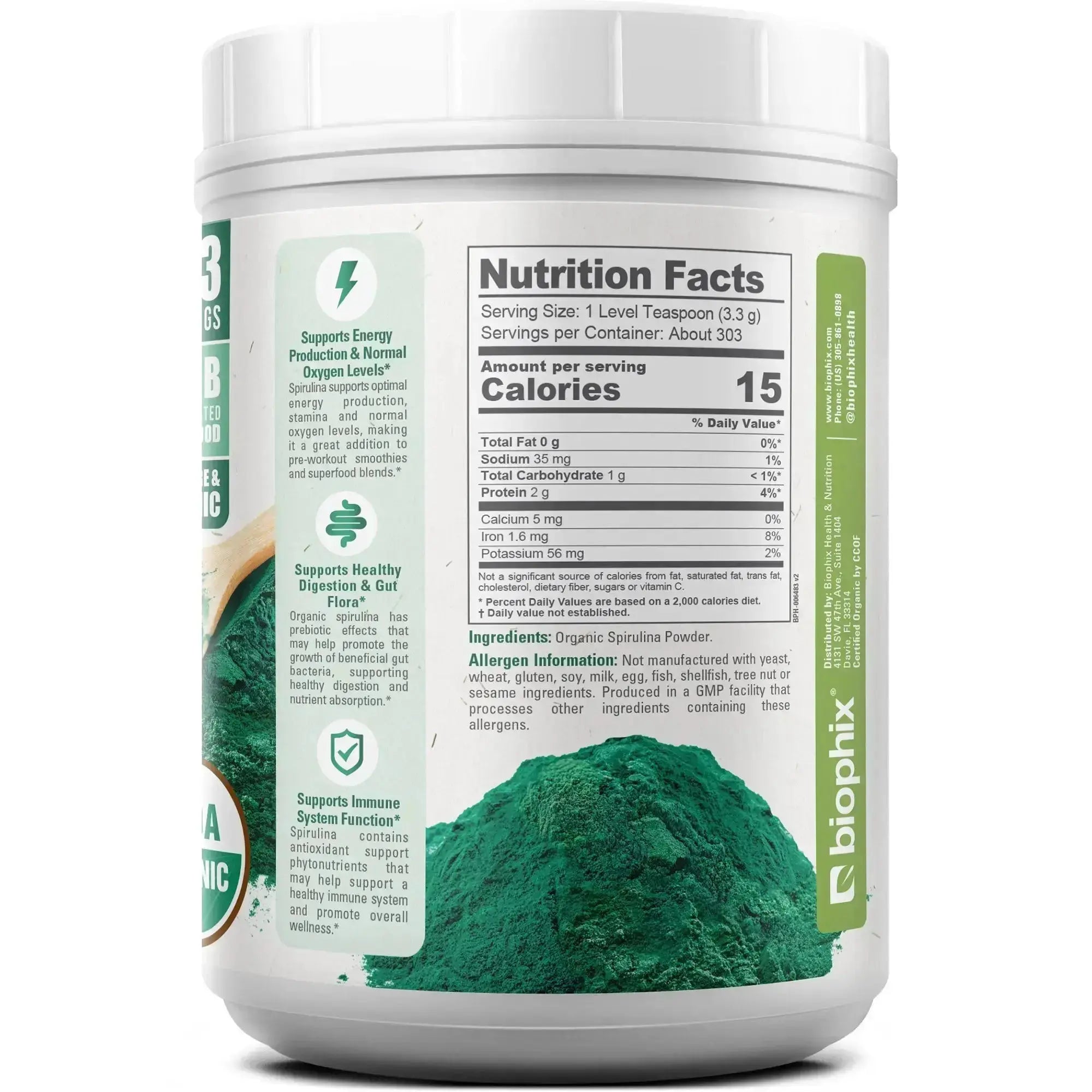 Biophix Organic Spirulina Powder Smoothie Bowl Shake Lifestyle Green Superfood