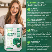 Load image into Gallery viewer, Biophix Spirulina 2.2 lbs Supplement Facts Label Vitamins Minerals B12 Iron