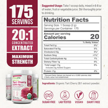 Load image into Gallery viewer, Biophix Tart Cherry Powder Supplement Facts 20:1 Extract 140 Servings Per Container