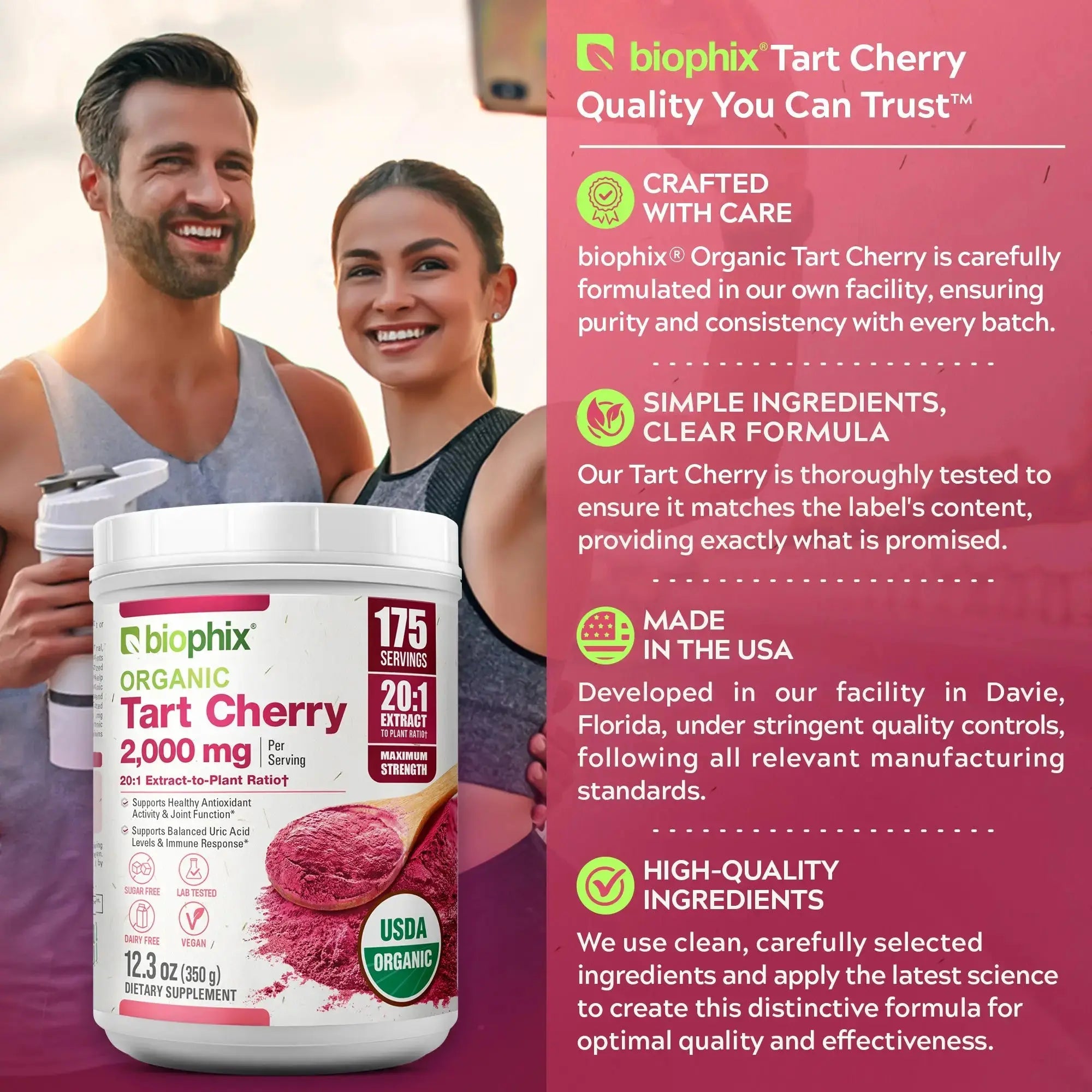 Biophix Organic Tart Cherry Powder Joint Health Uric Acid Muscle Recovery Support