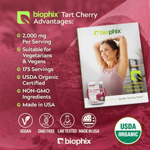 Load image into Gallery viewer, Biophix Tart Cherry Powder Right Side View Resealable Jar 12.3 oz Large Supply