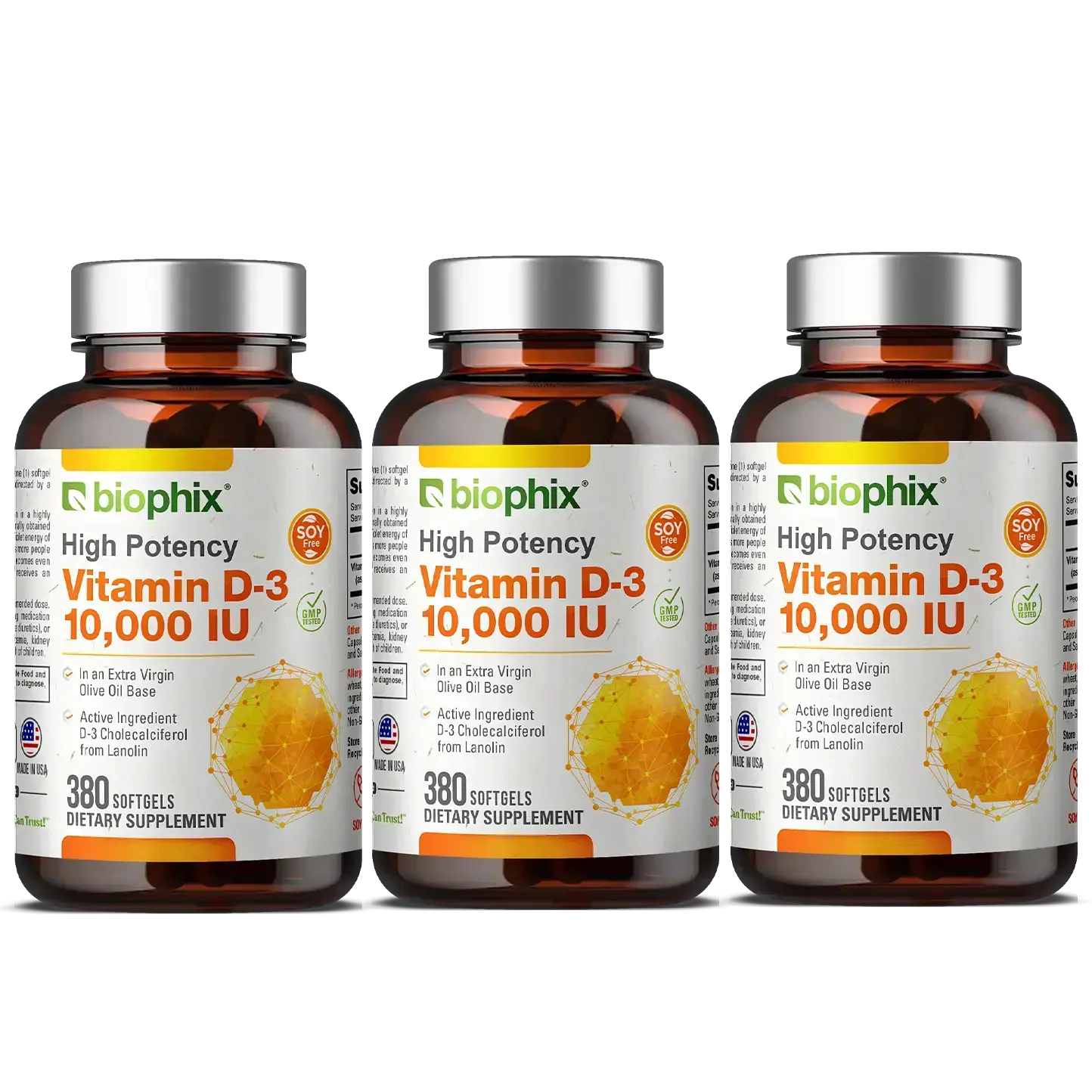 biophix Vitamin D-3 10000 IU High-Potency 380 Softgels - 3 Pack
