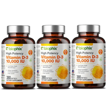 Load image into Gallery viewer, biophix Vitamin D-3 10000 IU High-Potency 380 Softgels - 3 Pack