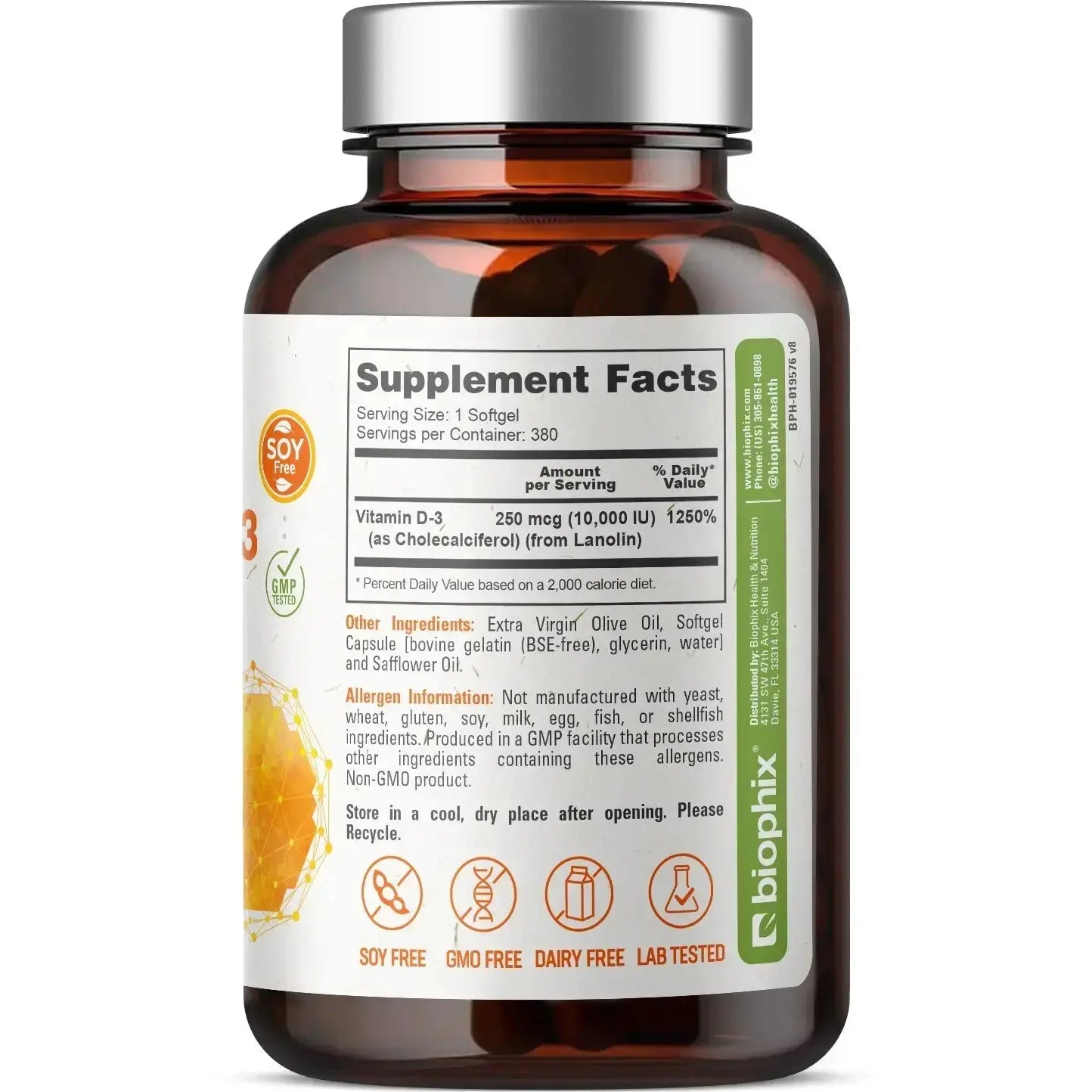 biophix Vitamin D-3 10000 IU High-Potency 380 Softgels