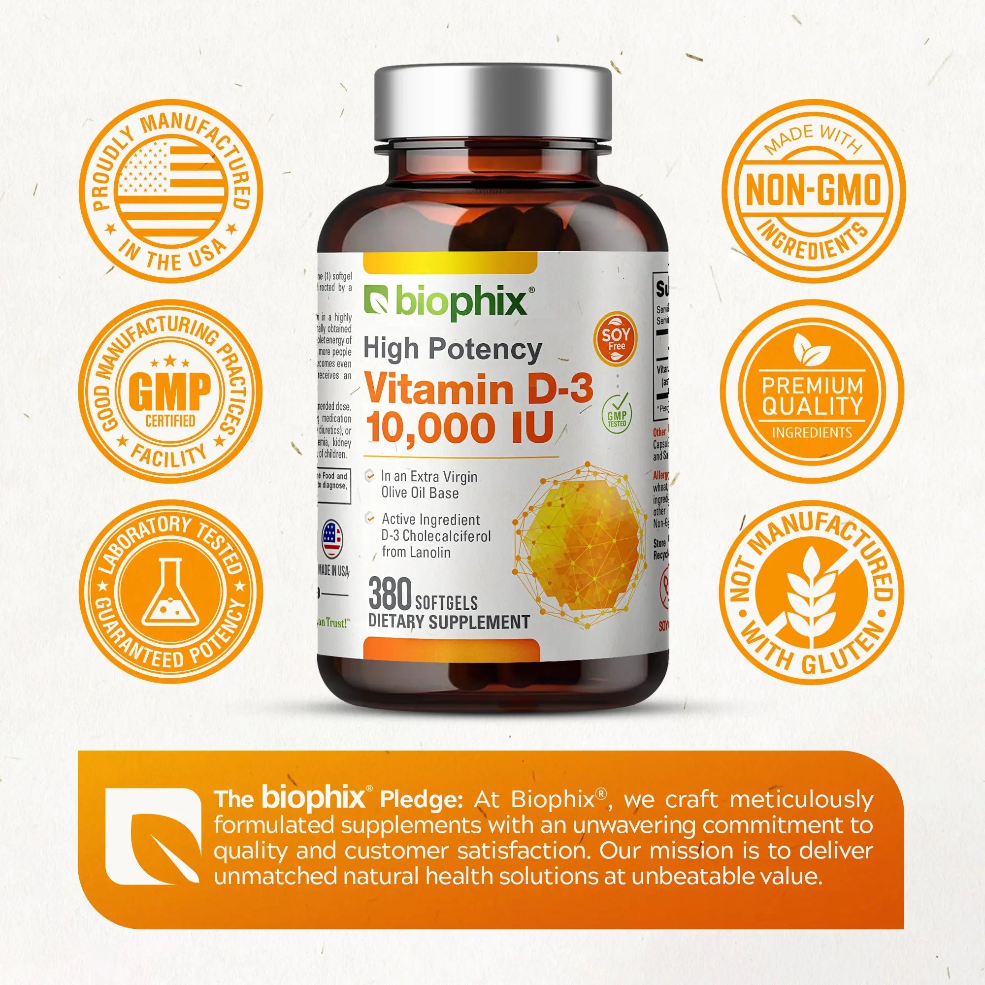 biophix Vitamin D-3 10000 IU High-Potency 380 Softgels - 2 Pack
