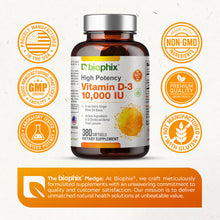 Load image into Gallery viewer, biophix Vitamin D-3 10000 IU High-Potency 380 Softgels - 2 Pack