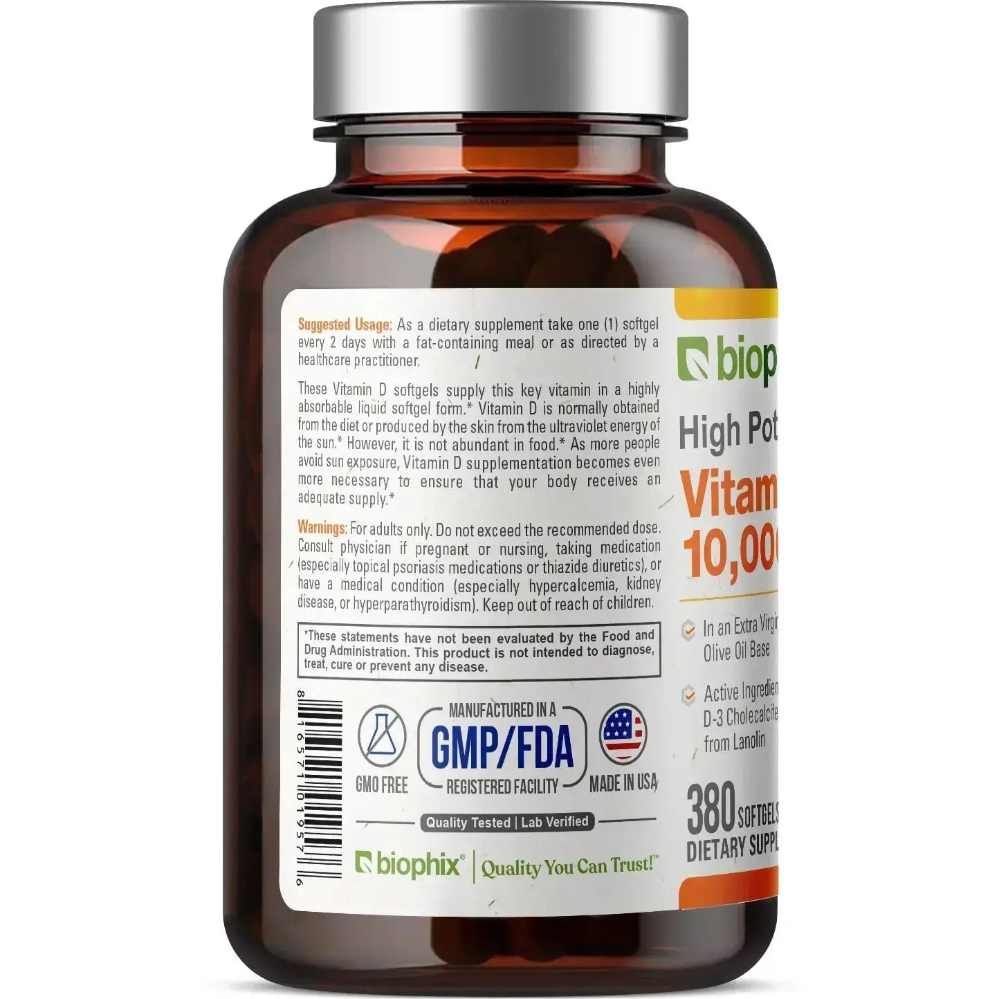 biophix Vitamin D-3 10000 IU High-Potency 380 Softgels