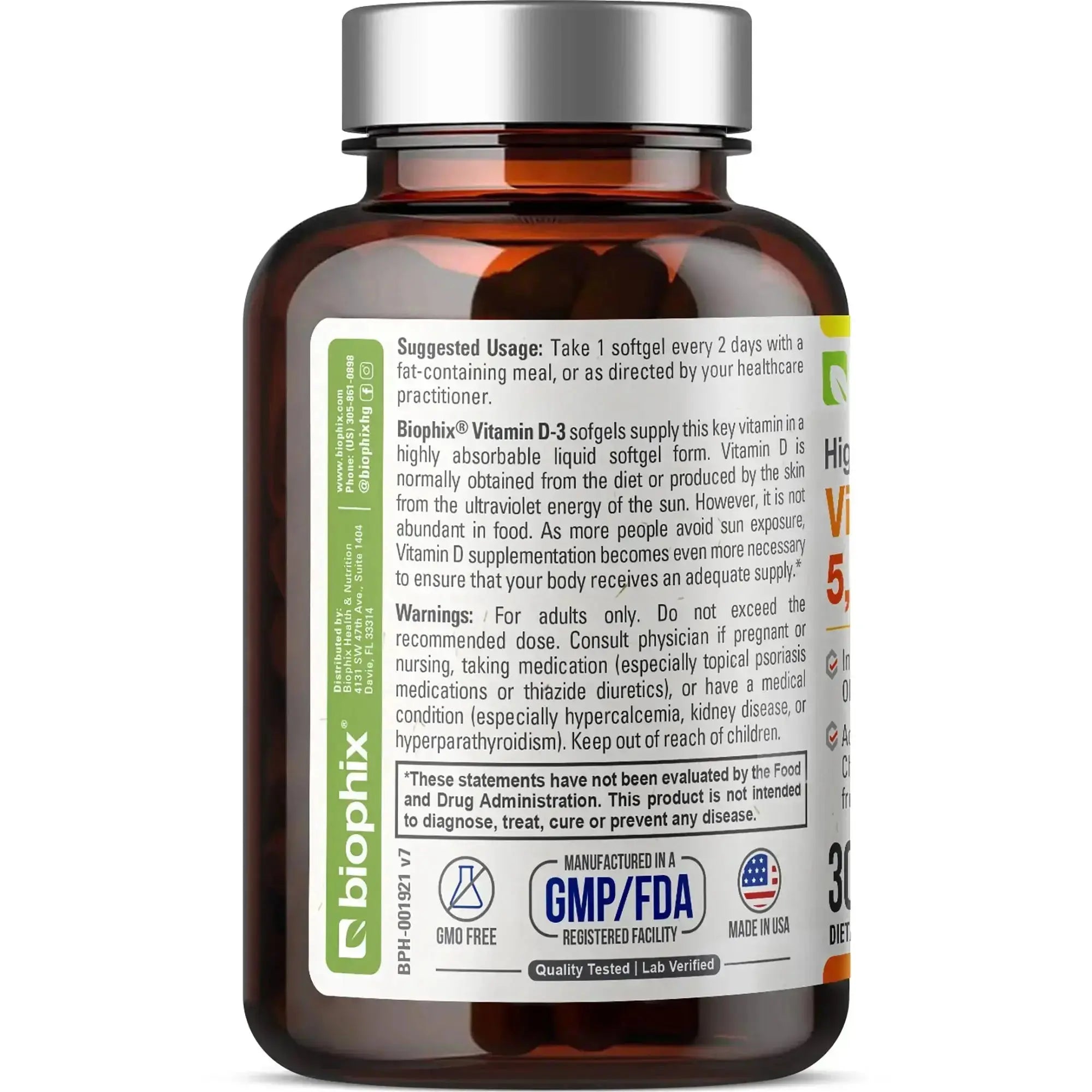 biophix Vitamin D-3 5000 IU High-Potency 30 Softgels