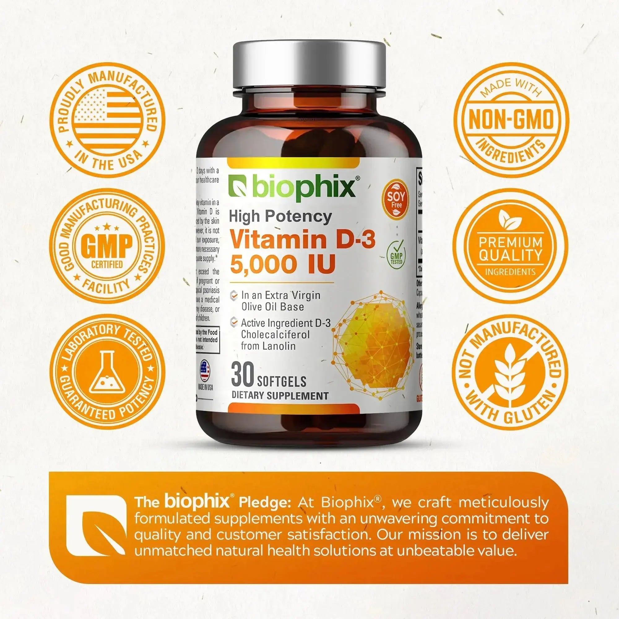 biophix Vitamin D-3 5000 IU High-Potency 30 Softgels