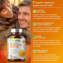 Load image into Gallery viewer, biophix Vitamin D-3 5000 IU High-Potency 30 Softgels