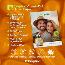 Load image into Gallery viewer, biophix Vitamin D-3 5000 IU High-Potency 30 Softgels