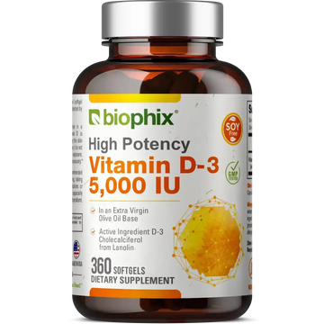 biophix Vitamin D-3 5000 IU High-Potency 360 Softgels