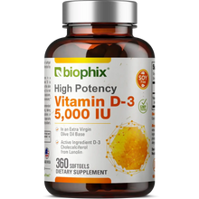 Load image into Gallery viewer, biophix Vitamin D-3 5000 IU High-Potency 360 Softgels
