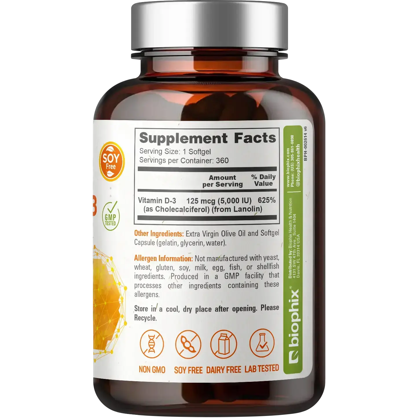 biophix Vitamin D-3 5000 IU High-Potency 360 Softgels