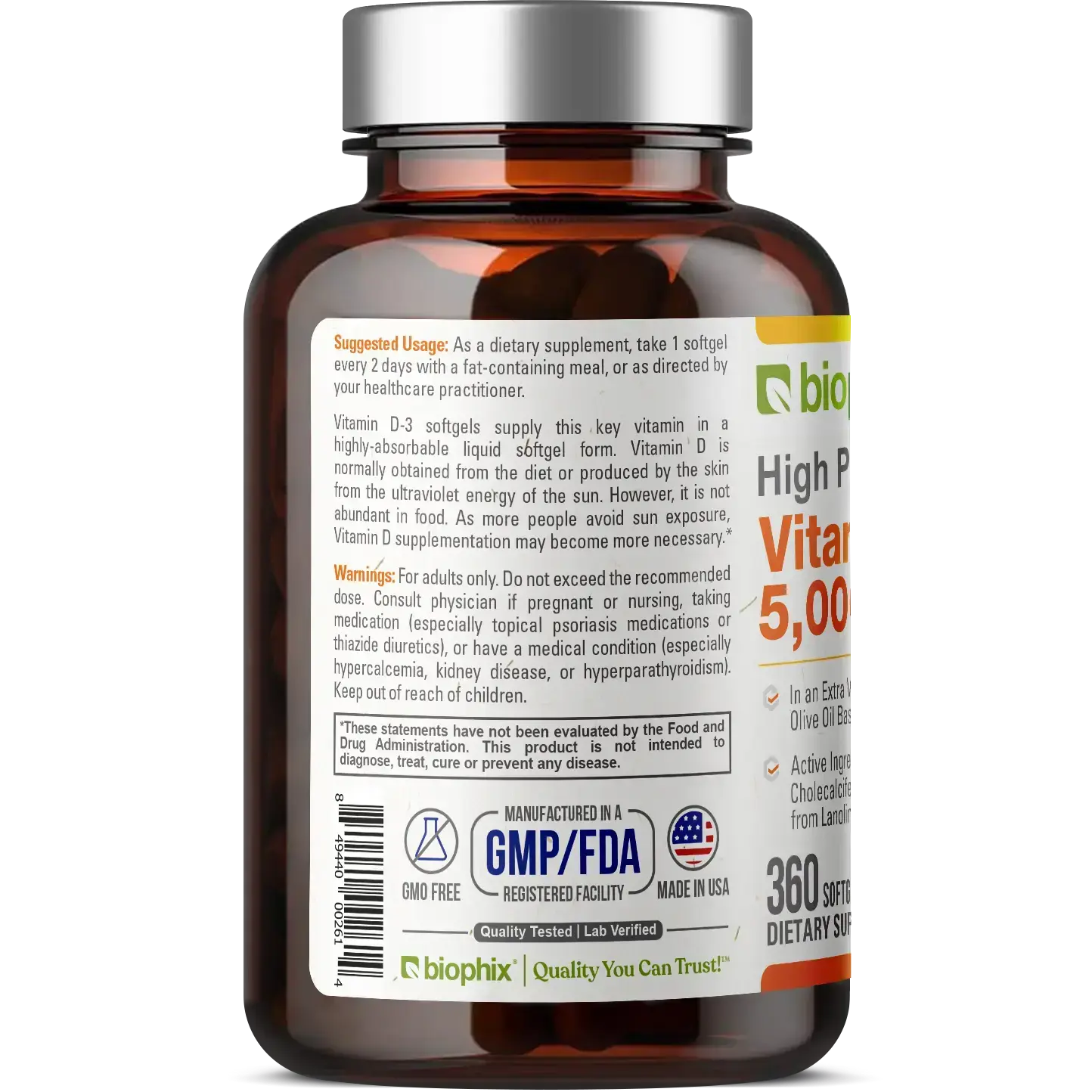 biophix Vitamin D-3 5000 IU High-Potency 360 Softgels