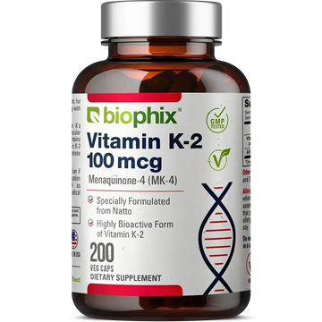 biophix Vitamin K2 MK-4 High-Potency 100 mcg 200 Vegetarian Capsules