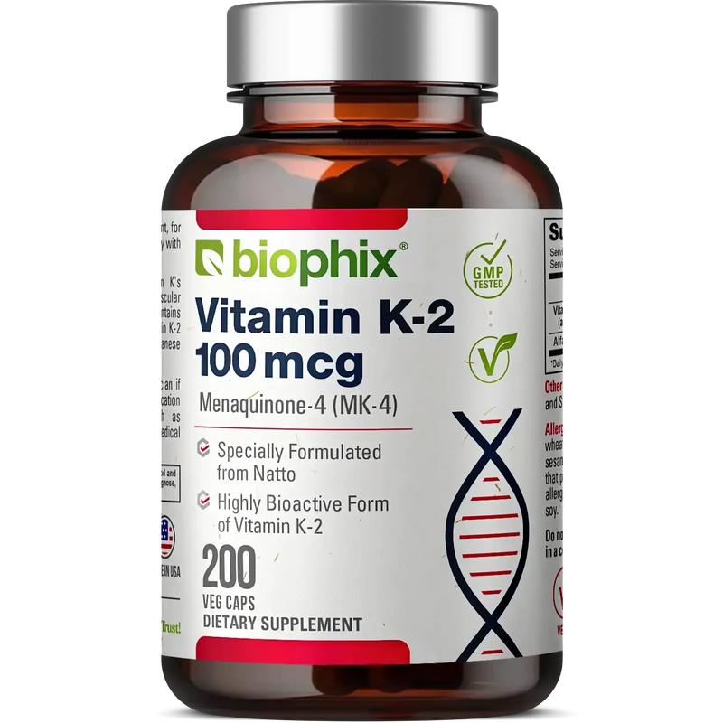biophix Vitamin K2 MK-4 High-Potency 100 mcg 200 Vegetarian Capsules