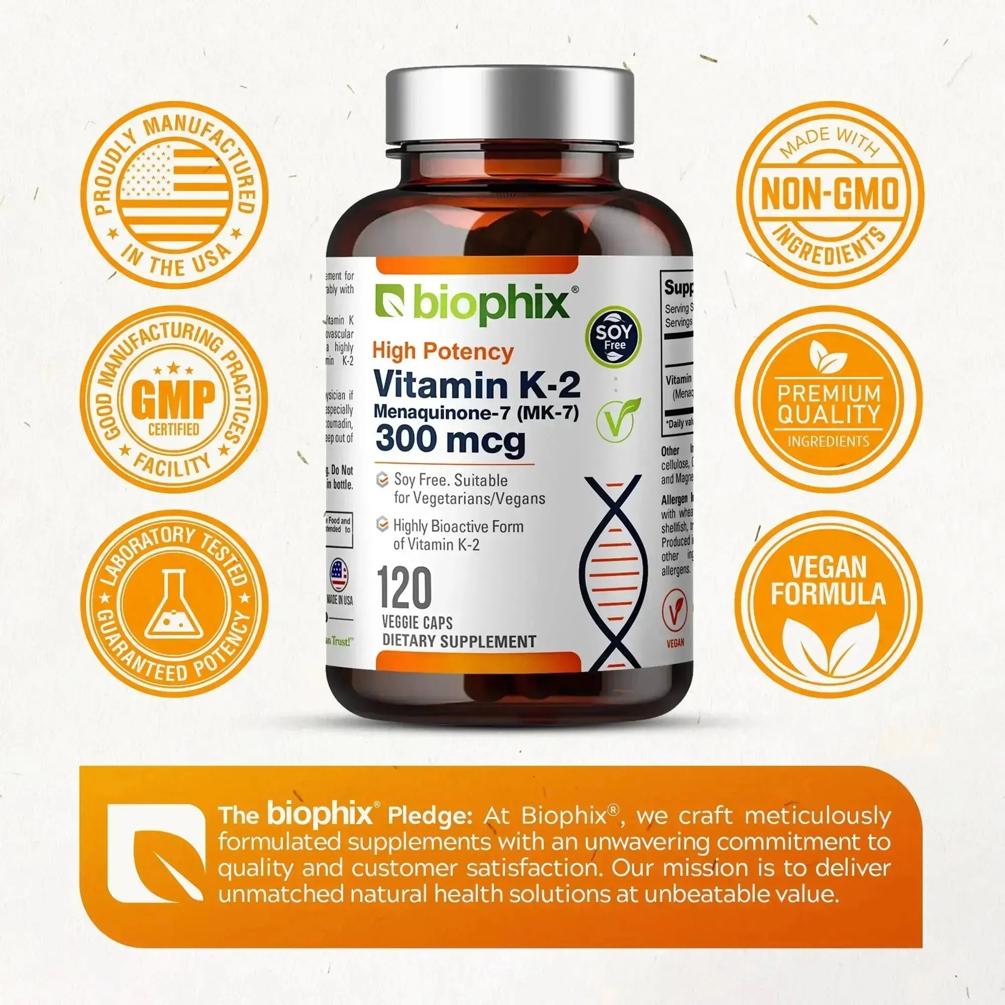 biophix Vitamin K2 MK-7 - 300 mcg 120 Vegetarian Capsules