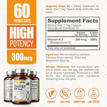 Load image into Gallery viewer, biophix Vitamin K2 MK-7 - 300 mcg 60 Vegetarian Capsules