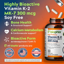 Load image into Gallery viewer, biophix Vitamin K2 MK-7 - 300 mcg 60 Vegetarian Capsules