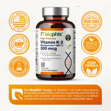 Load image into Gallery viewer, biophix Vitamin K2 MK-7 - 300 mcg 60 Vegetarian Capsules