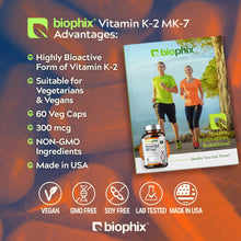 Load image into Gallery viewer, biophix Vitamin K2 MK-7 - 300 mcg 60 Vegetarian Capsules