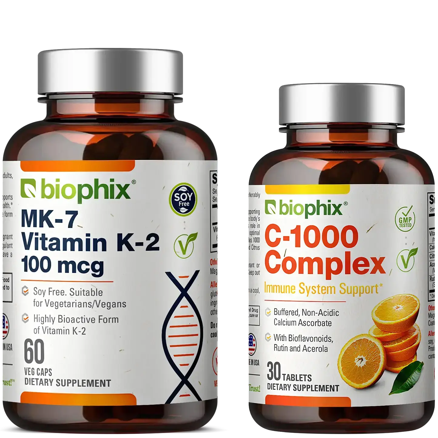 biophix Vitamin K2 MK-7 High-Potency 100 mcg 60 Vcaps - Free Vitamin C-1000 30 Tablets