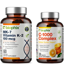Load image into Gallery viewer, biophix Vitamin K2 MK-7 High-Potency 100 mcg 60 Vcaps - Free Vitamin C-1000 30 Tablets