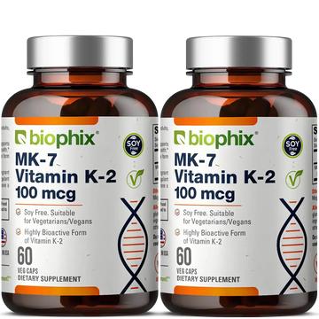 biophix Vitamin K2 MK-7 High-Potency 100 mcg 60 Vegetarian Capsules - 2 Pack