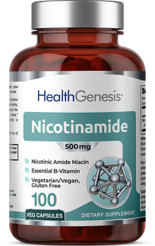 Load image into Gallery viewer, Health Genesis Nicotinamide 500 mg 100 Vegetarian Capsules