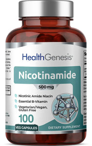 Health Genesis Nicotinamide 500 mg 100 Vegetarian Capsules