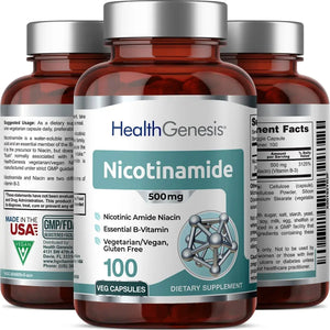 Health Genesis Nicotinamide 500 mg 100 Vegetarian Capsules