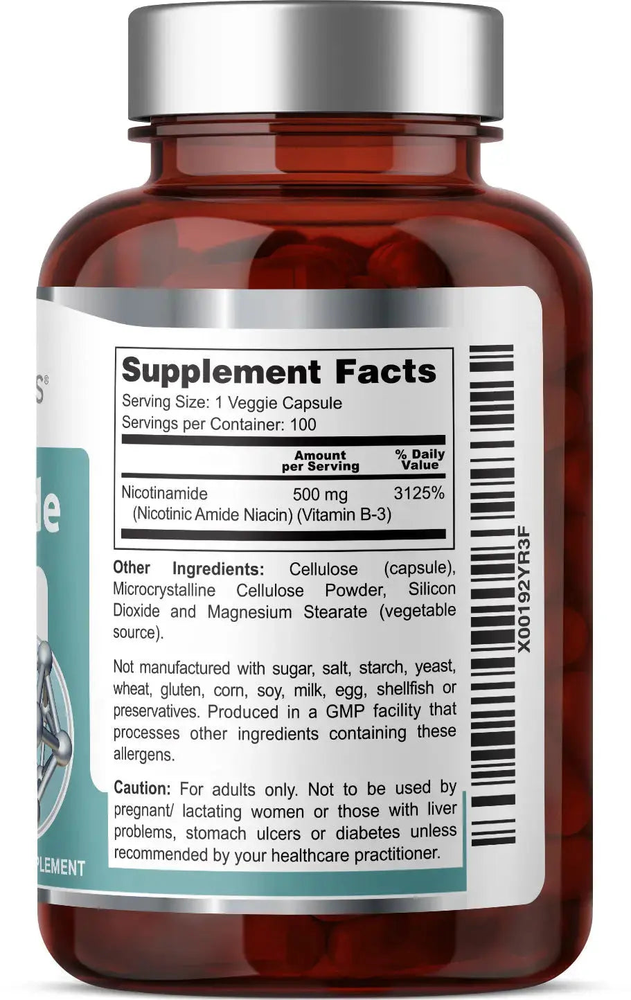 Health Genesis Nicotinamide 500 mg 100 Vegetarian Capsules