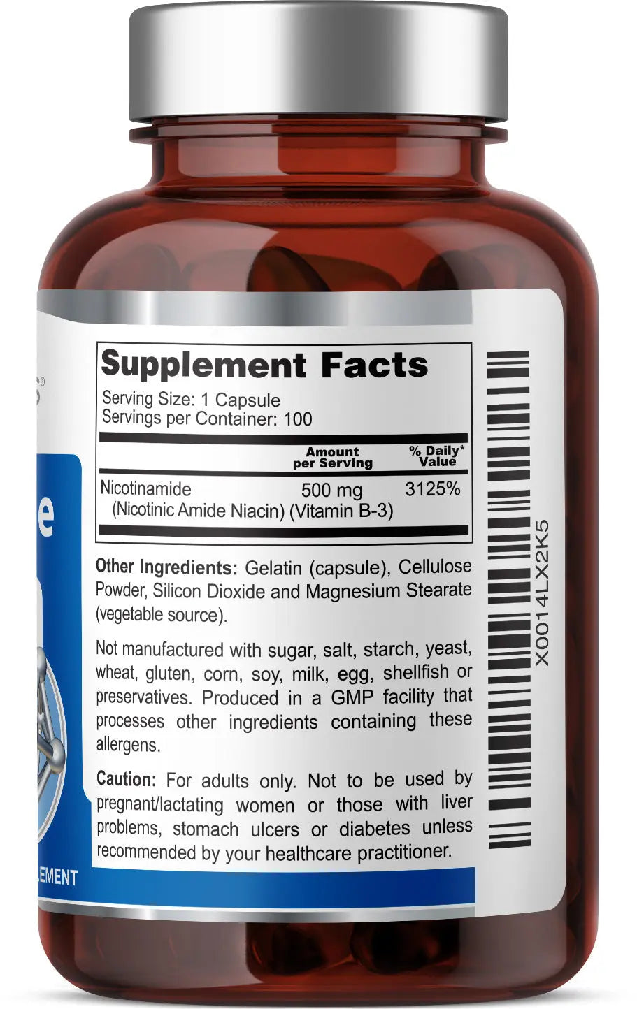 Nicotinamide 500 mg 100 Capsules
