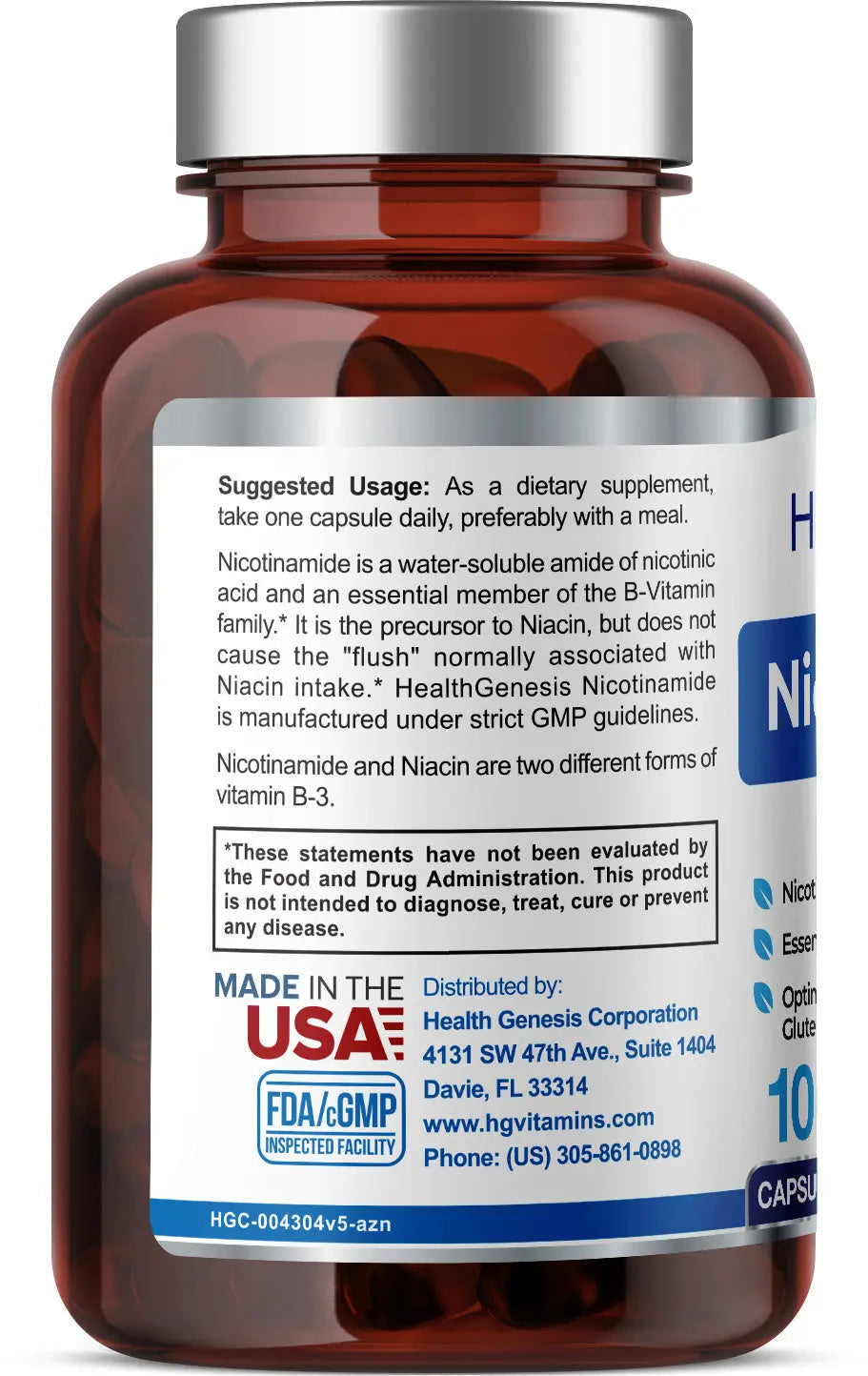 Nicotinamide 500 mg 100 Capsules